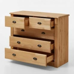 Budget 🥰 110x91x45 Holz Kommode Mit Fünf Schubladen - Ulderan ✔️ -TRUVISAS STORE 110x91x45 holz kommode mit fuenf schubladen mit metallgriffen ulderan 03