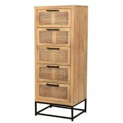 Blitzangebot 🤩 50x115x40 Hochkommode Aus Holz & Rattan Geflecht - Lazianus 💯