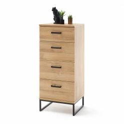 TRUVISAS STORE -TRUVISAS STORE 50x116x44 hochkommode mit buegelgestell wildeiche optik schwarz truvisas 01