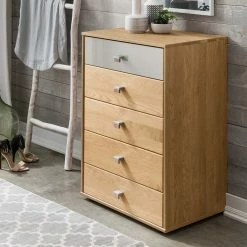 TRUVISAS STORE -TRUVISAS STORE 60x86x43 hochkommode in beige glas eiche massivholz emdsiva 01