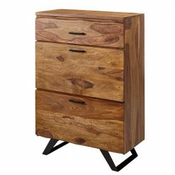 Bester Verkauf 🤩 80x120x42 Cm Hochkommode Aus Sheesham Massiv - Elmin 🌟