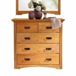TRUVISAS STORE -TRUVISAS STORE 94x89x39 landhaus kommode in kiefer natur mit 5 schubladen vocoja 01
