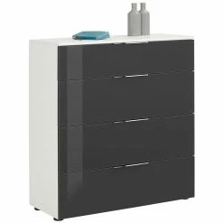 TRUVISAS STORE -TRUVISAS STORE guenstige kommode mit selbsteinzug in anthrazit glas weiss reanna i 01