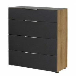 Aktion 🥰 Hochkommode In Anthrazit Glasfront - Carlotte ✔️