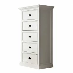 Coupon 🌟 Landhaus Hochkommode In Weiß Venzeno Mit 5 Schubladen 🛒