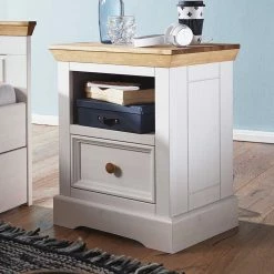TRUVISAS STORE -TRUVISAS STORE landhaus nachtschrank in weiss eichefarben aus kiefer massivholz envicron 01