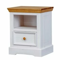 Coupon 🔥 Landhaus Nachtschrank In Weiß & Eichefarben - Envicron 🎉