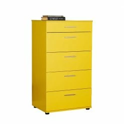 Auslauf 🛒 Moderne 5 Schubladen Hochkommode In Gelb - Ipik ✨