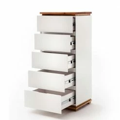 Besorgen ⌛ Moderne Hochkommode In Weiß - Vangels 🧨 -TRUVISAS STORE moderne hochkommode in weiss mit fuenf schubladen vangels 03