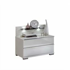 Coupon ✨ Nachttischkommode Donpiave In Weiß Glas Beschichtet 🛒