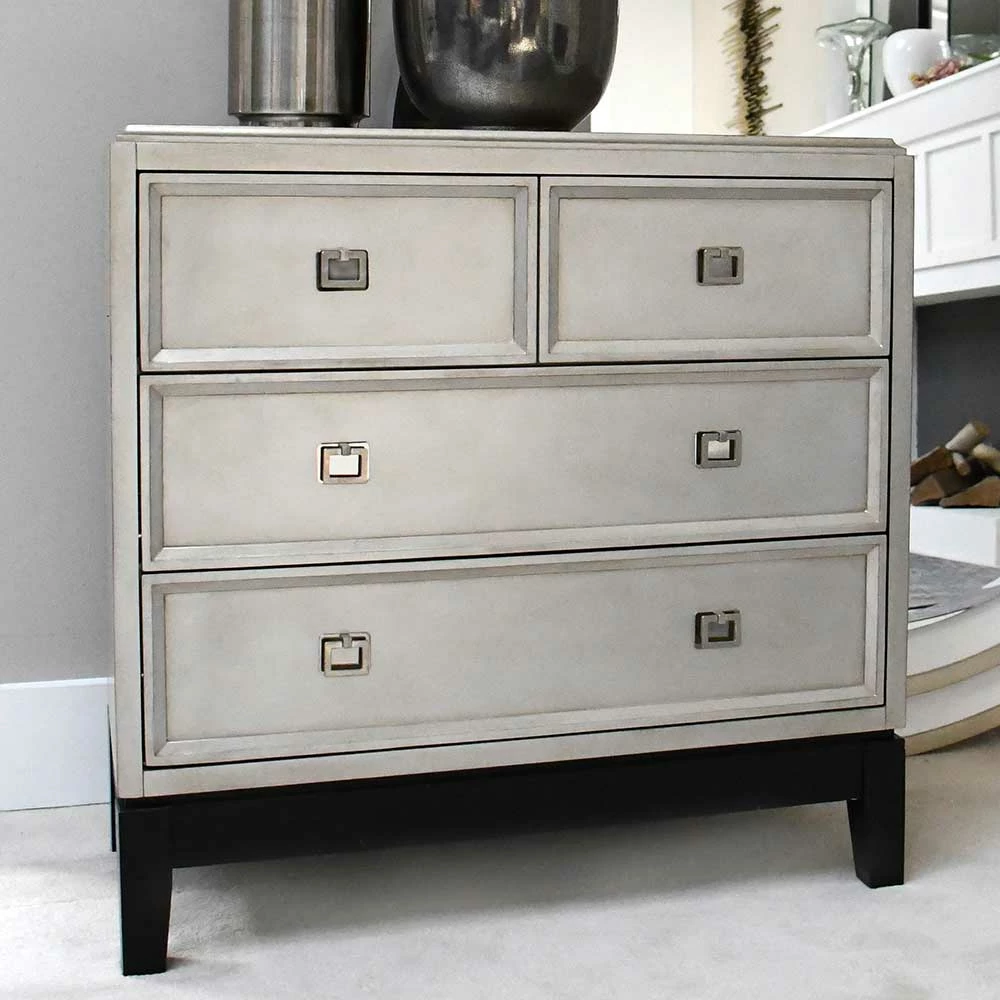 Brandneu 😀 Retro Kommode In Altsilber & Schwarz - Elivazon 🤩 4 Brandneu 😀 Retro Kommode In Altsilber & Schwarz - Elivazon 🤩 – Bild 2