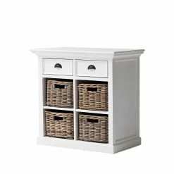 Aktion ⭐ Weiße Kommode Mit Rattan Körben Venzeno Im Landhausstil 🧨